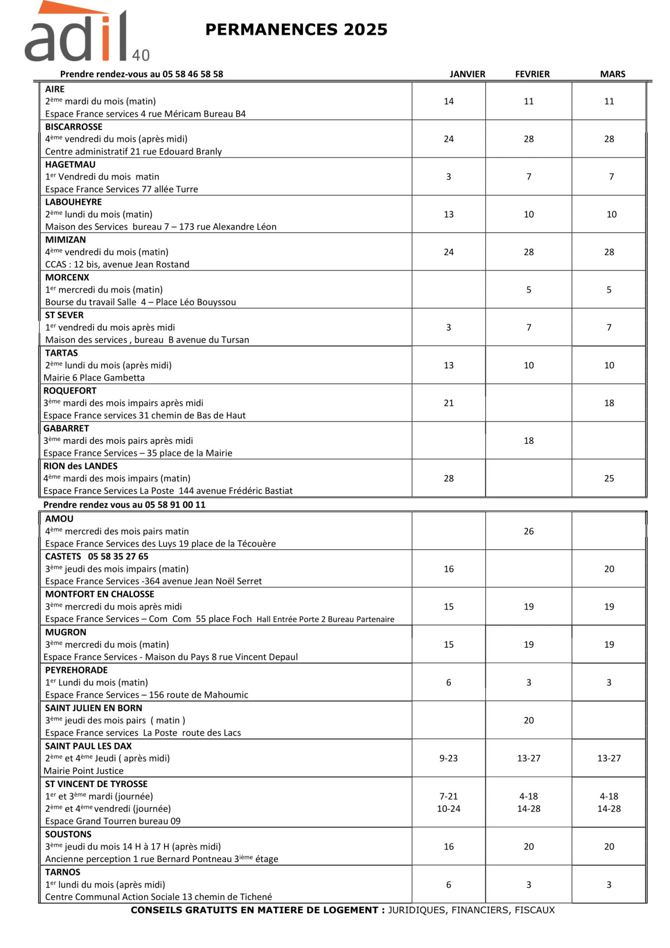 Tableau des permanences premier trimestre 2025 1 1